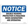 Signmission OSHA Sign, Double Hearing Protection Required While, 18in X 12in Aluminum, 18" W, 12" H, Landscape OS-NS-A-1218-L-11537